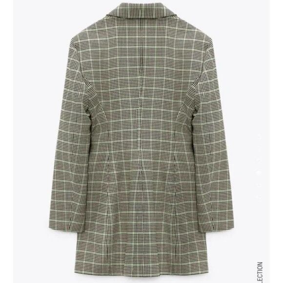 ZARA Blazer Dress Plaid Short Shoulder Pads Bloggers New - Picture 6 of 8